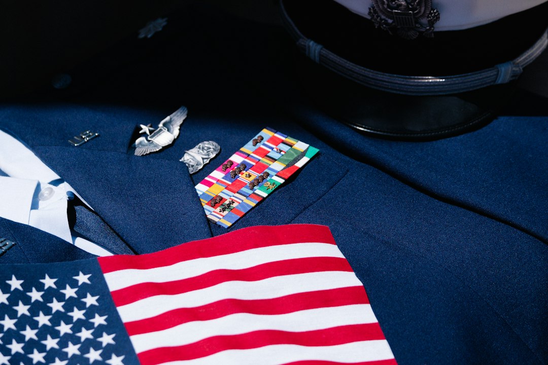 National Guard Reserve service dog — a close up of an american flag on a suit